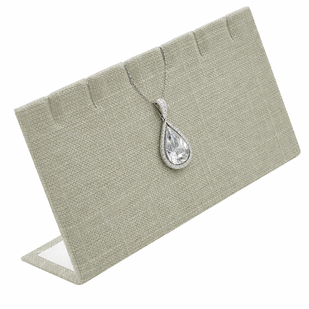 Grey Linen Jewelry Earring / Pendant Stand, Holds 3 Pairs