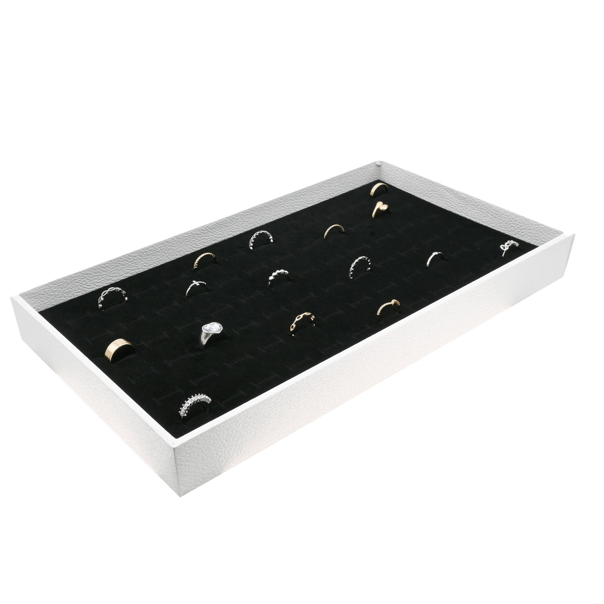 White Leatherette Full-Size Jewelry Tray - 1" Deep
