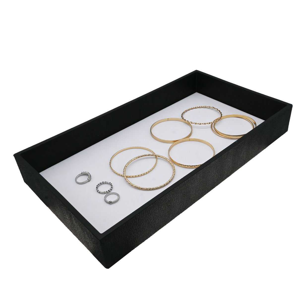 Black Plastic Stackable Full Size Jewelry Display Tray, 2" Tall