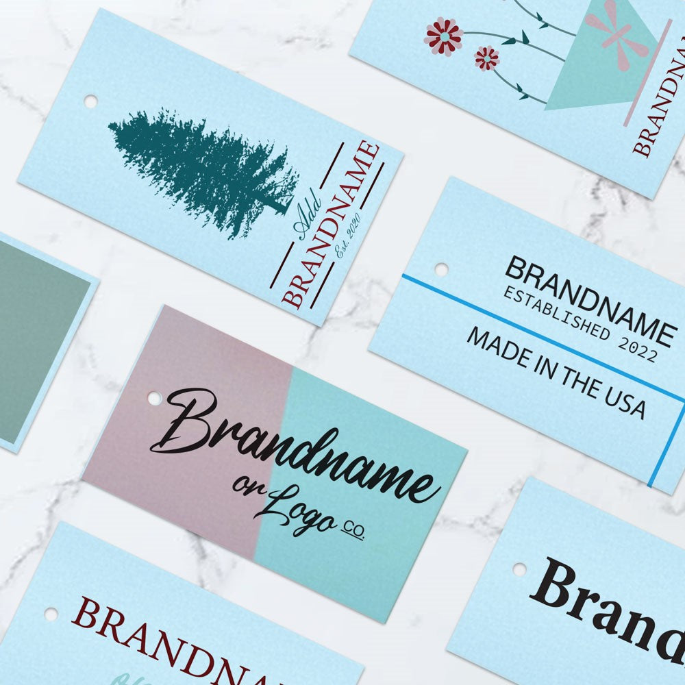 Shimmer Blue Custom Printed Hanging Hole Clothing Shopping Tags,