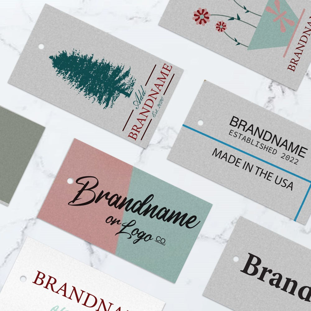 Smoke Grey Custom Printed Hanging Hole Clothing Shopping Tags,