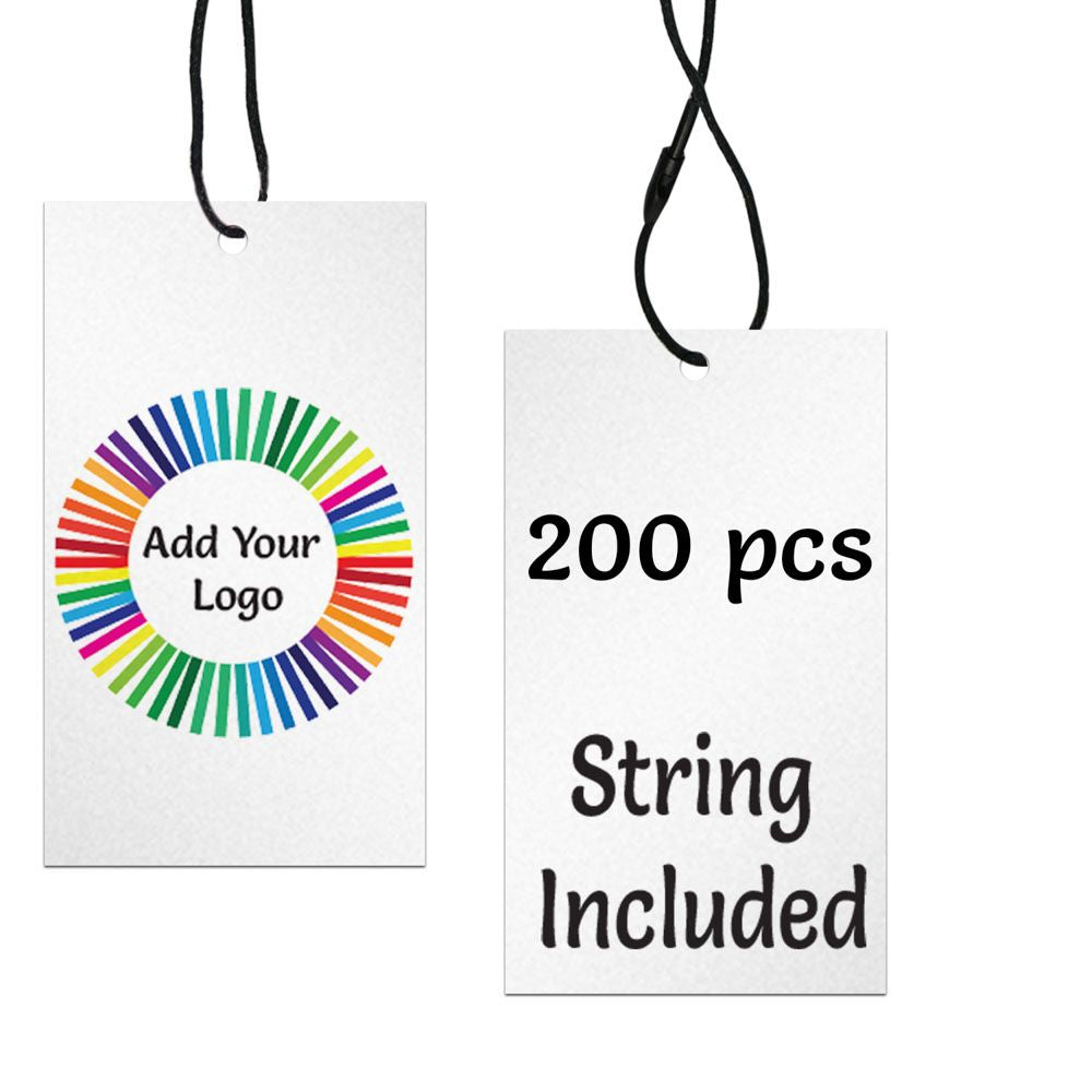 Shimmer White Custom Printed Hanging Hole Clothing Shopping Tags,