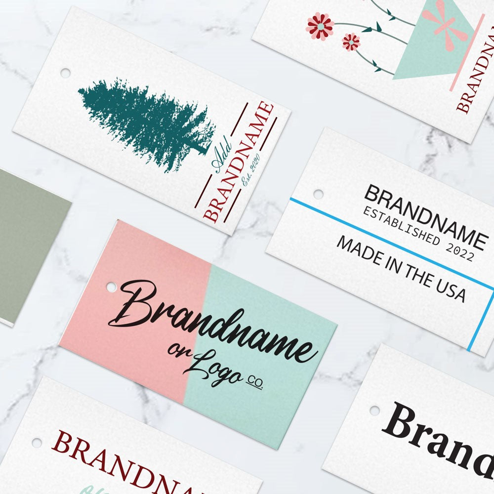 Shimmer White Custom Printed Hanging Hole Clothing Shopping Tags,