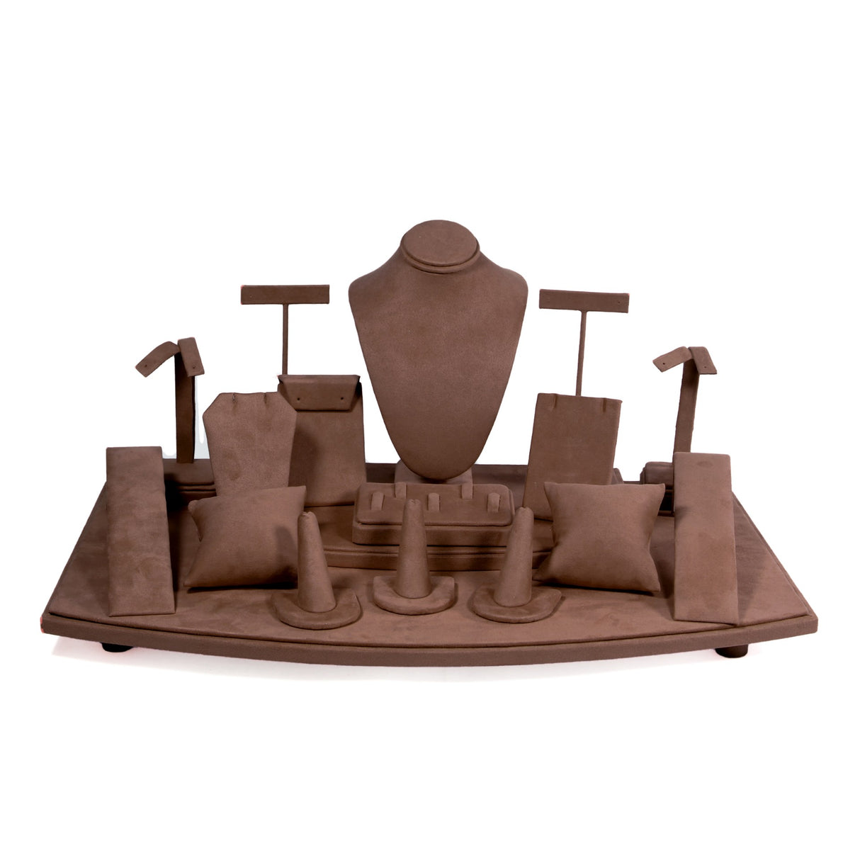 18-Piece Expresso Brown Suede Jewelry Display Set