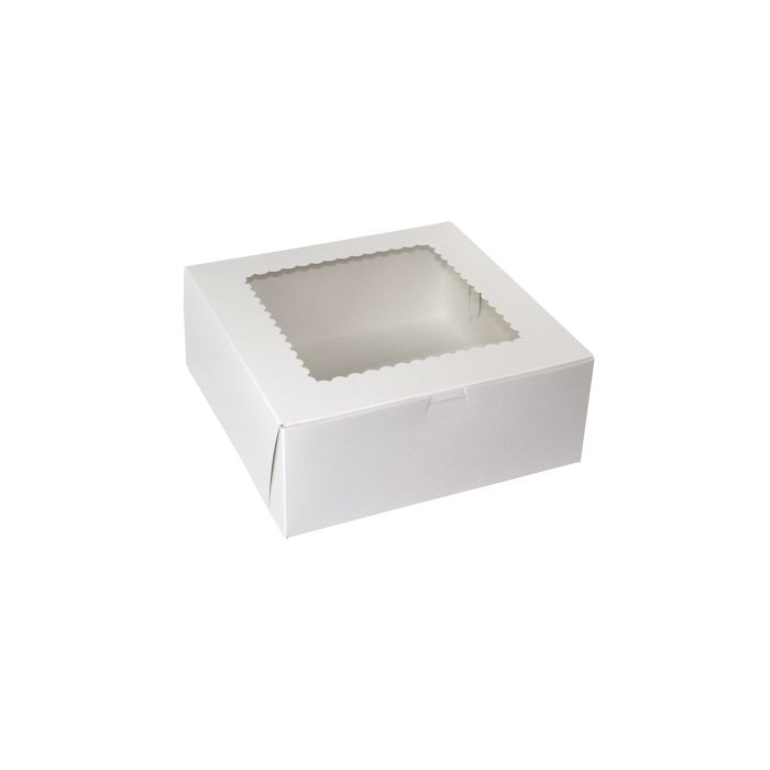 10" x 10" x 4" White Windowed Cupcake Boxes - Holds 6 - 100 Per Pack