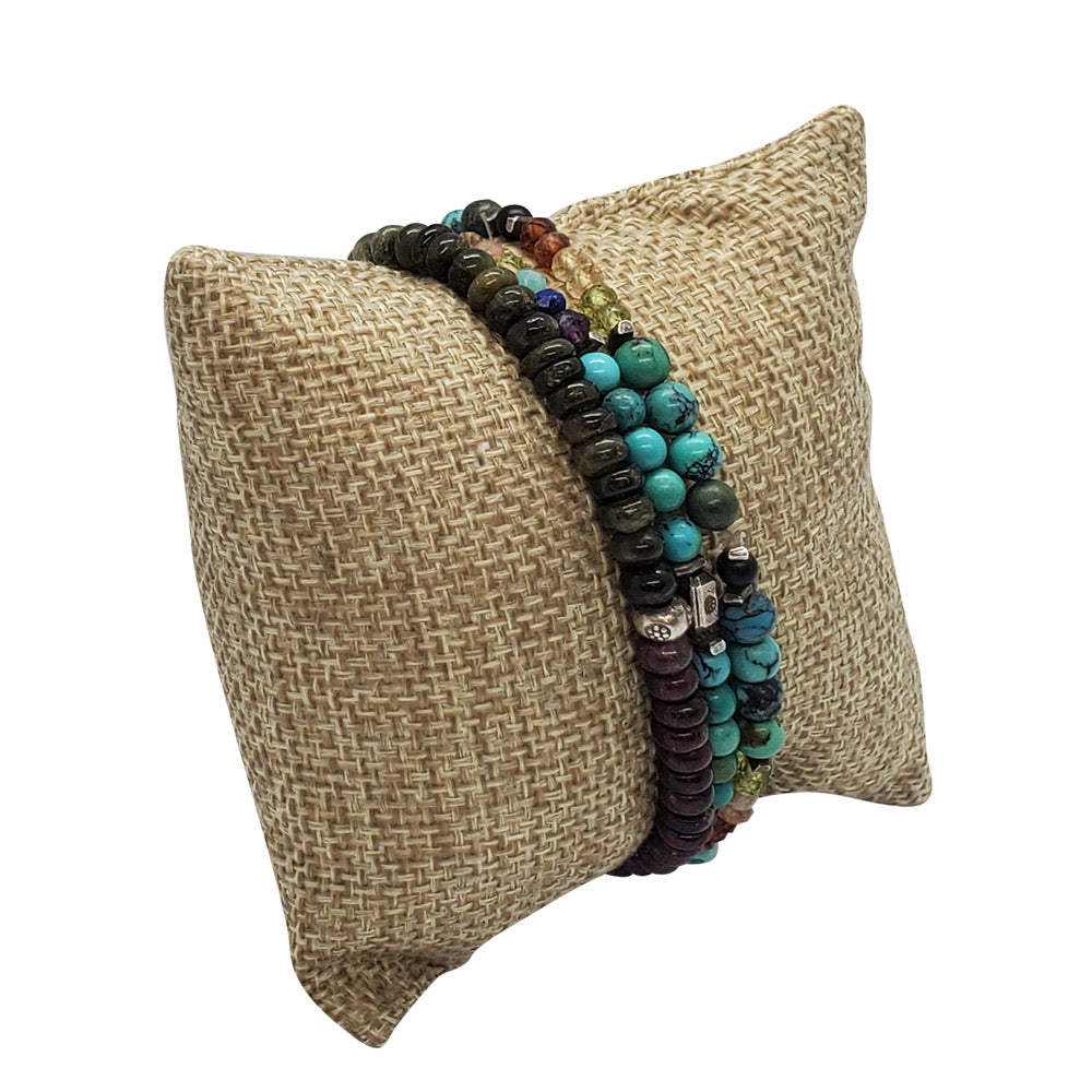 Burlap Natural Brown Jewelry Watch / Bracelet Pillow