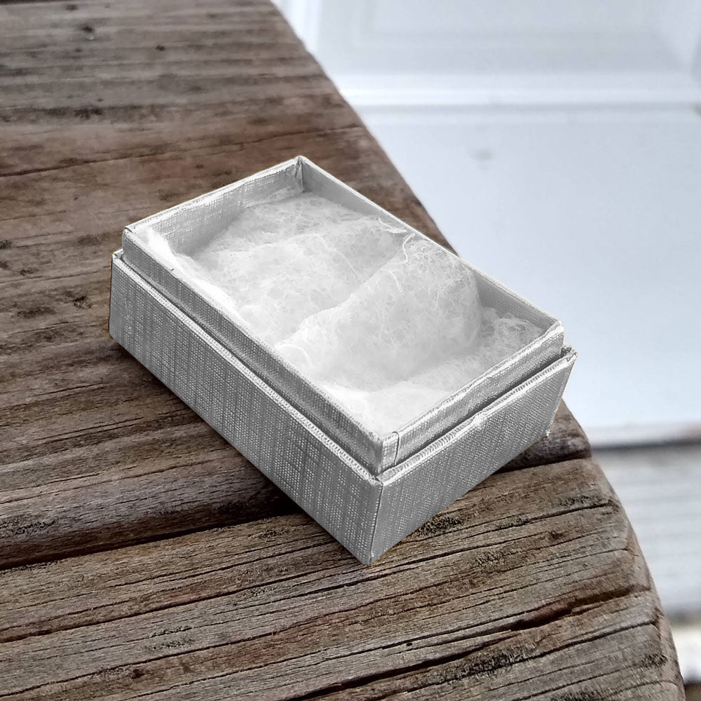 Silver Linen Pattern Paper Cotton Filled Jewelry Gift Boxes #11