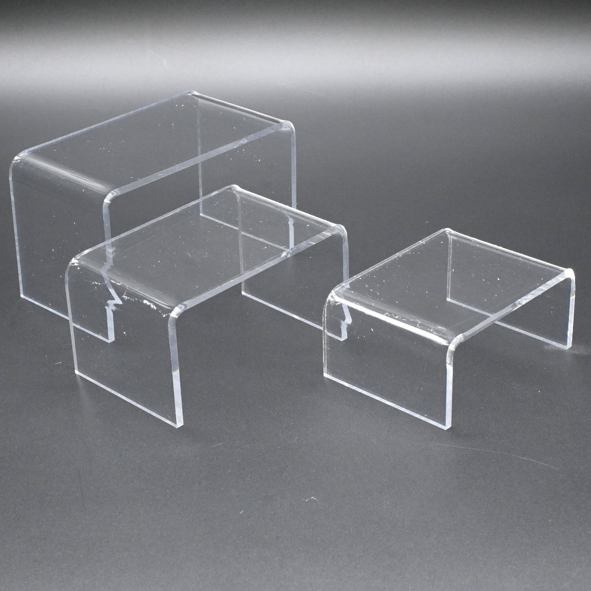 Clear Acrylic 3 Piece Display Shelves Riser Set