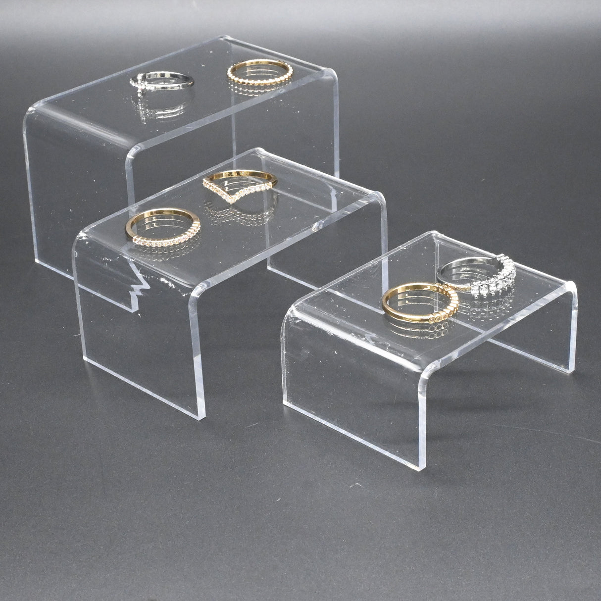 Clear Acrylic 3 Piece Display Shelves Riser Set