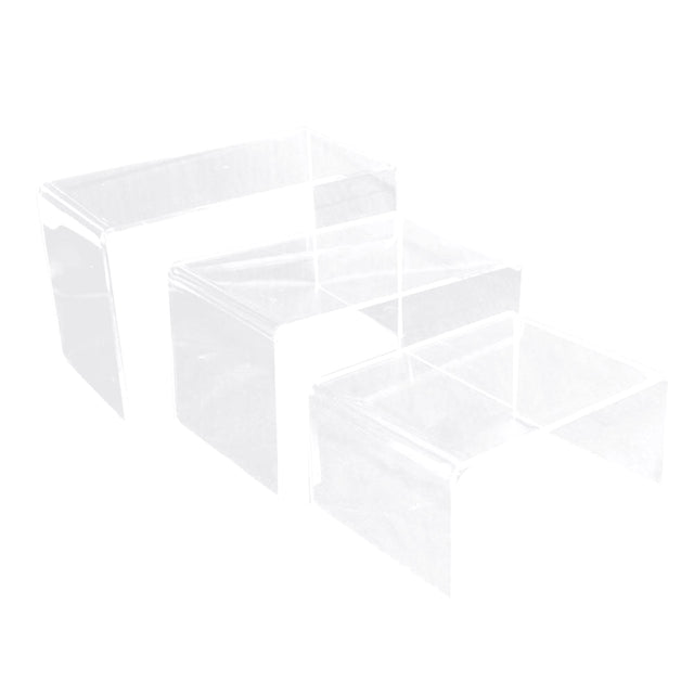 Clear Acrylic 3 Piece Display Shelves Riser Set