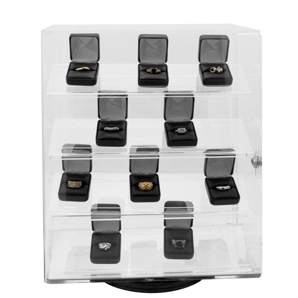 Rotating 4 Tier Clear Acrylic Display Showcase with lock
