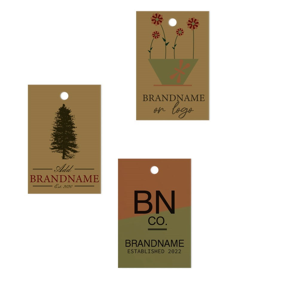 Kraft Custom Hang Tag Square - 1-1/4" x 1-7/8" (100 pcs)