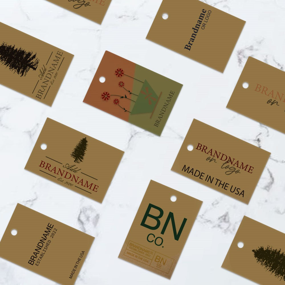 Kraft Custom Hang Tag Square - 1-1/4" x 1-7/8" (100 pcs)