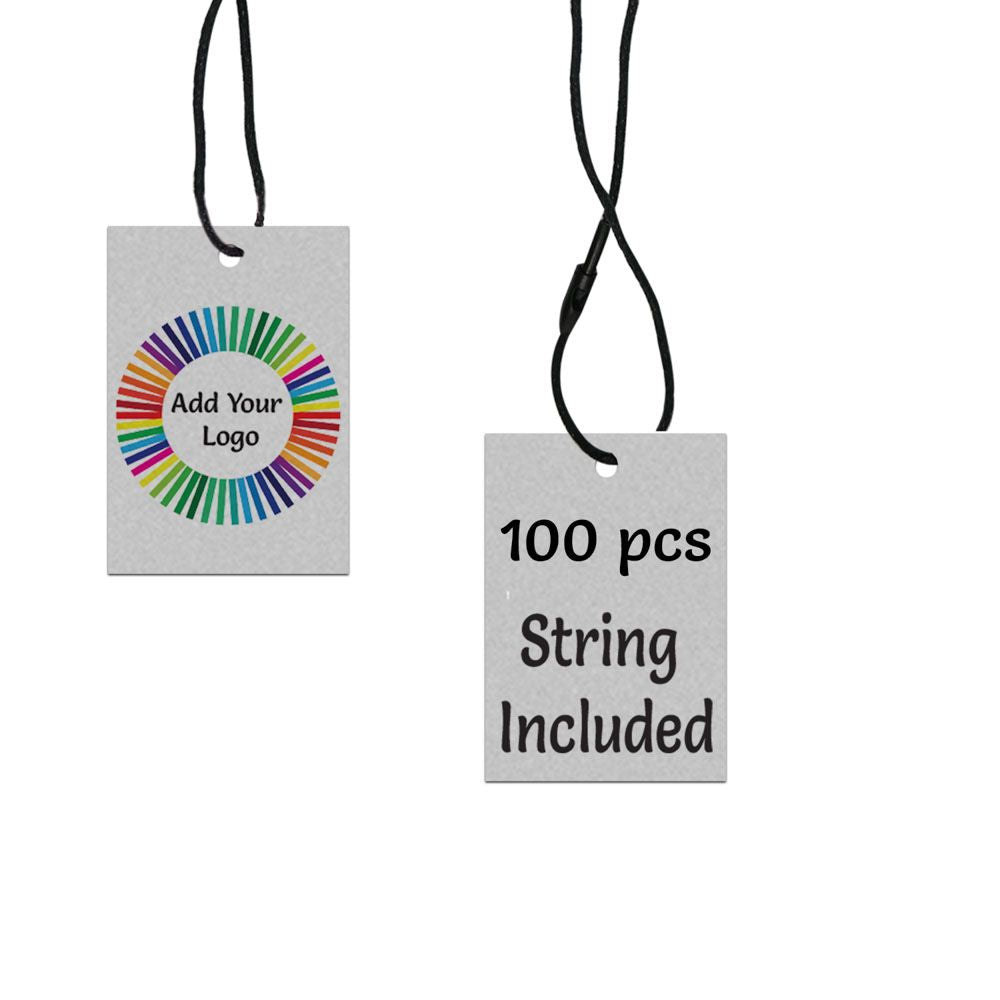Smoke Grey Custom Hang Tag Square - 1-1/4" x 1-7/8" (80 pcs)