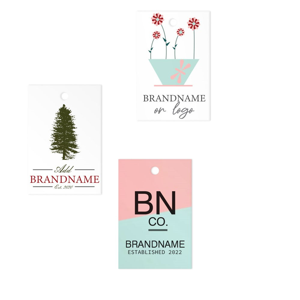 Matte White Custom Hang Tag Square - 1-1/4" x 1-7/8" (100 pcs)