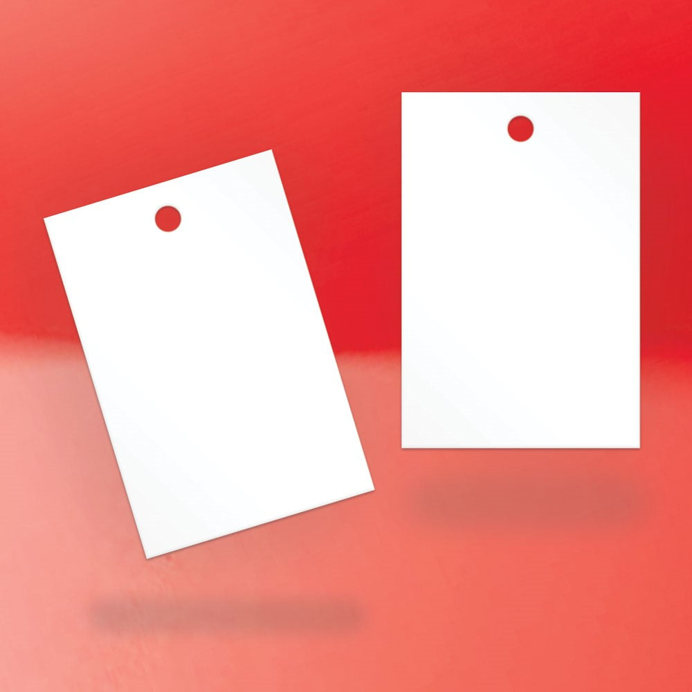 Matte White Custom Hang Tag Square - 1-1/4" x 1-7/8" (100 pcs)