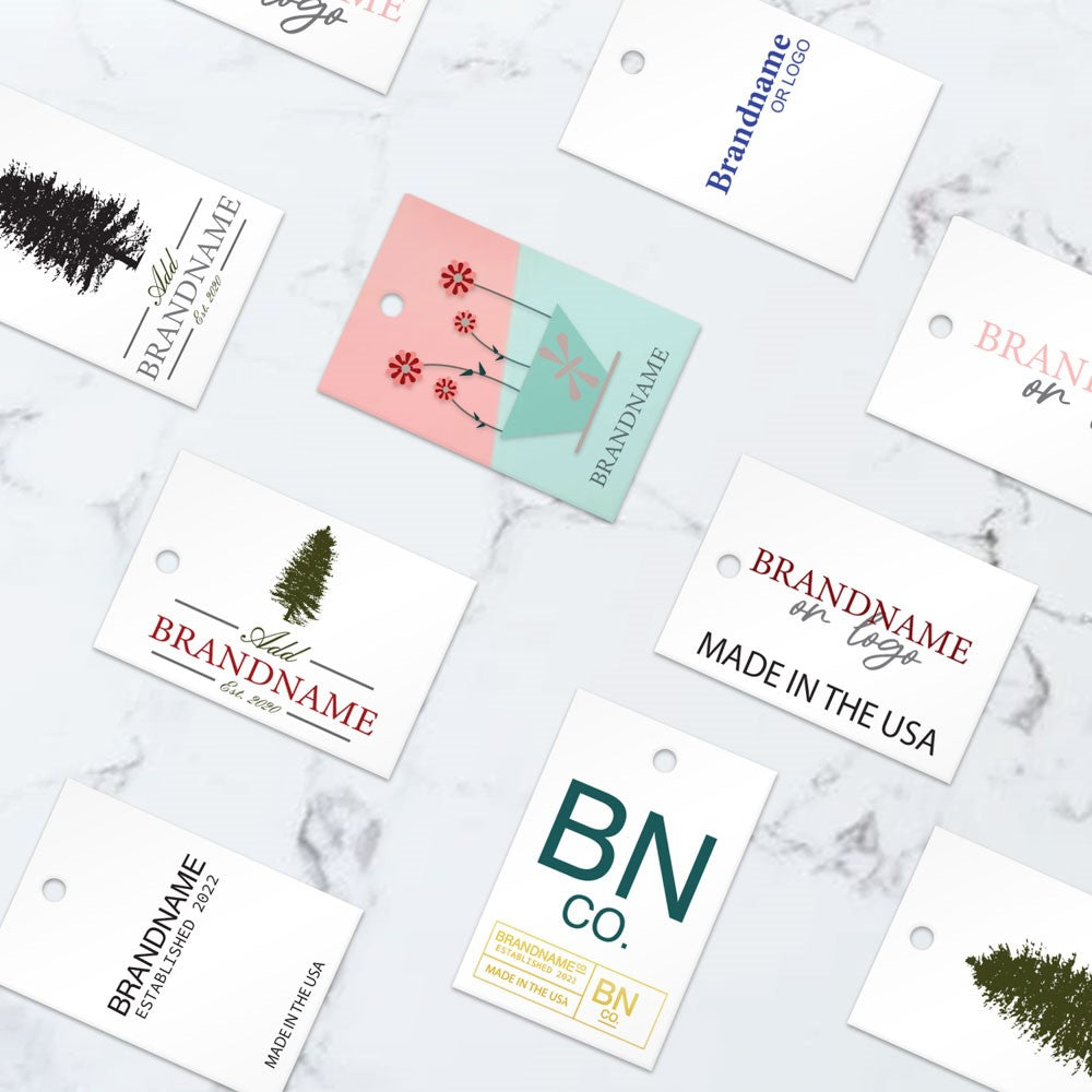 Matte White Custom Hang Tag Square - 1-1/4" x 1-7/8" (100 pcs)