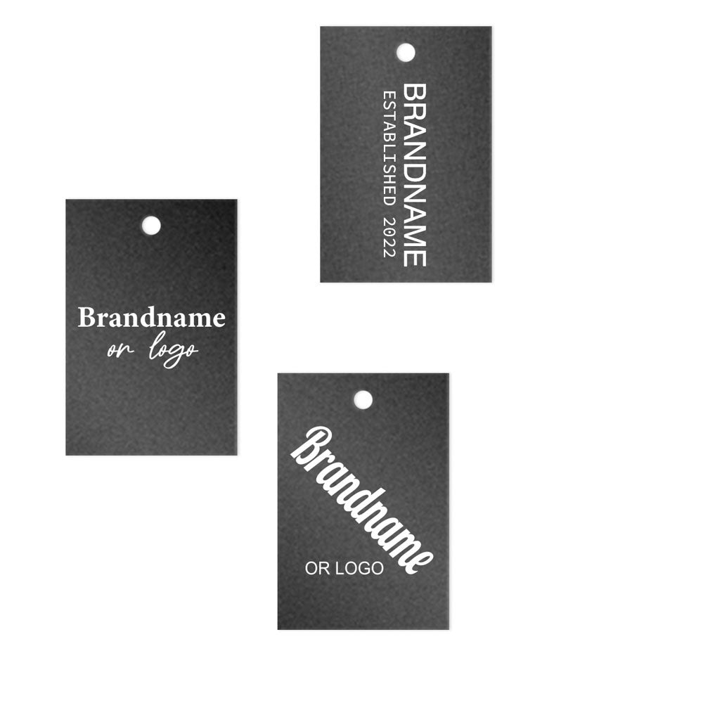 Shimmer Black Custom Hang Tag Square - 1-1/4" x 1-7/8" (100 pcs)