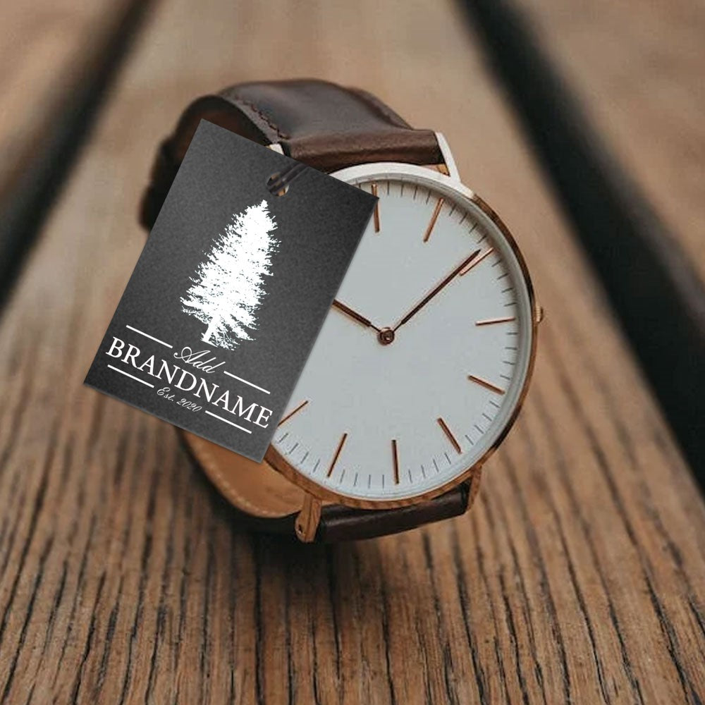 Shimmer Black Custom Hang Tag Square - 1-1/4" x 1-7/8" (100 pcs)