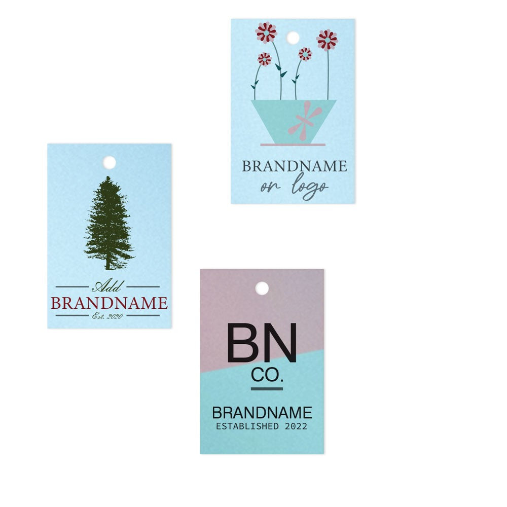 Shimmer Blue Custom Hang Tag Square - 1-1/4" x 1-7/8" (100 pcs)