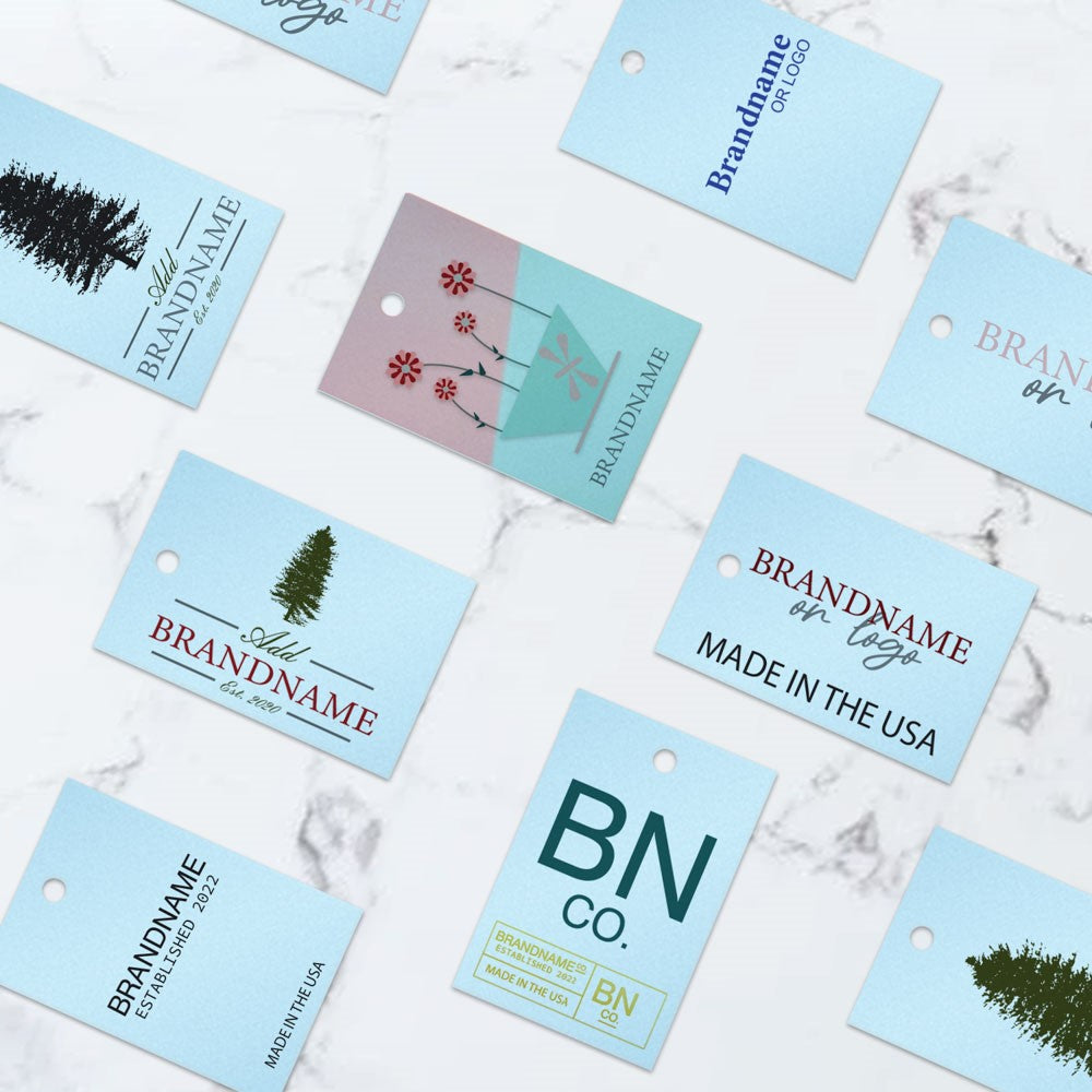 Shimmer Blue Custom Hang Tag Square - 1-1/4" x 1-7/8" (100 pcs)