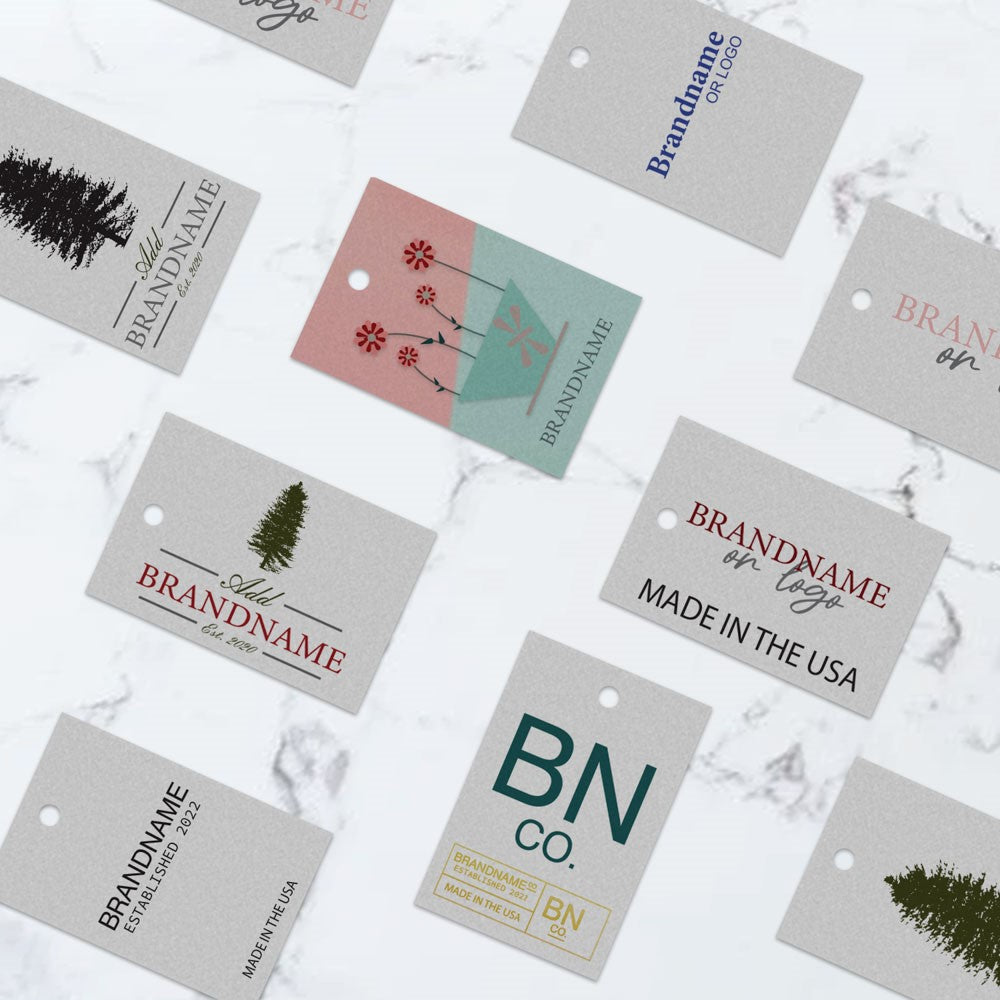 Smoke Grey Custom Hang Tag Square - 1-1/4" x 1-7/8" (80 pcs)