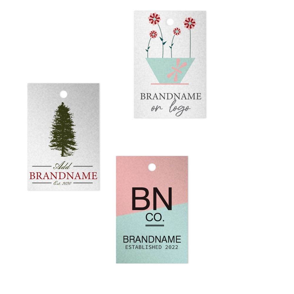 Shimmer Silver Custom Hang Tag Square - 1-1/4" x 1-7/8" (100 pcs)