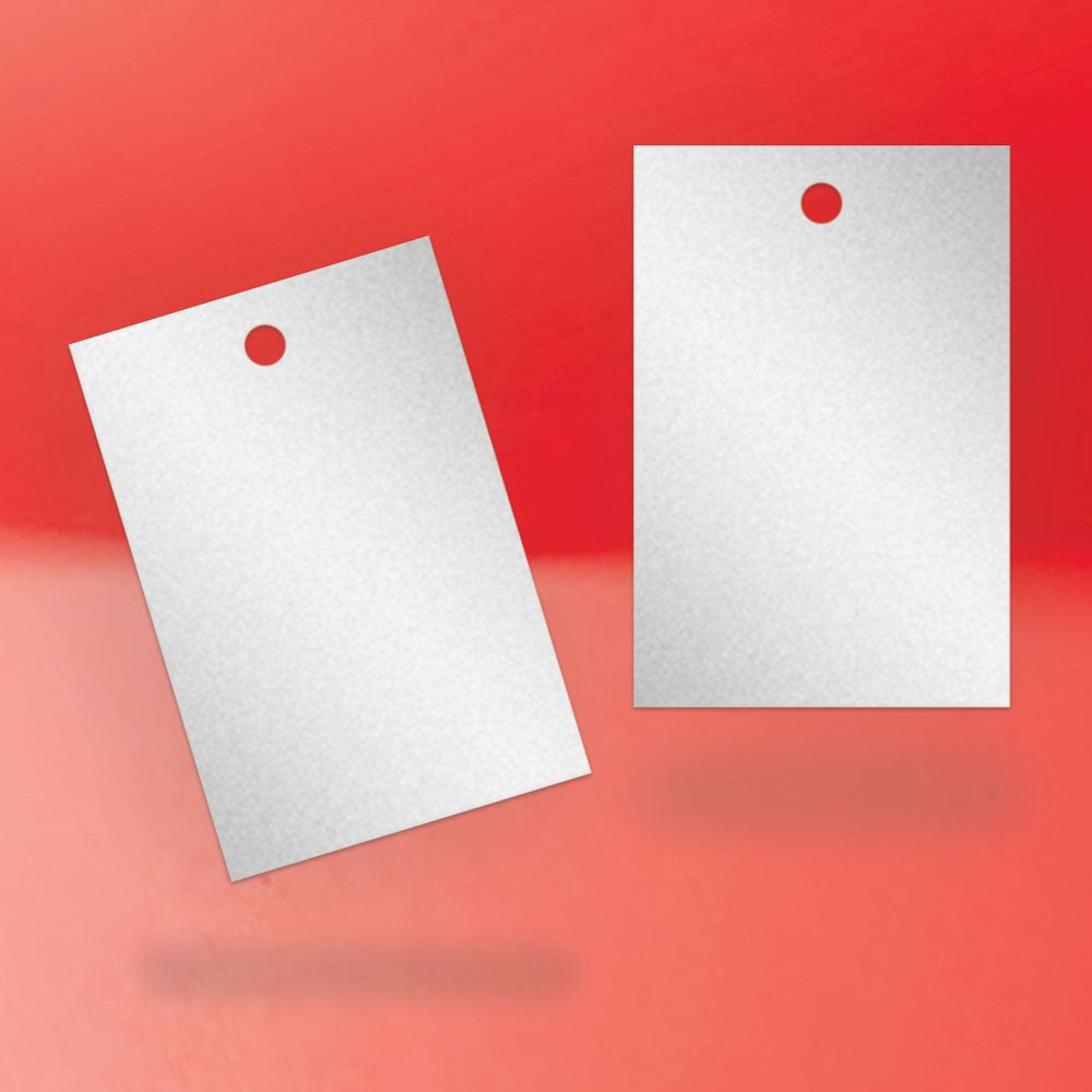 Shimmer Silver Custom Hang Tag Square - 1-1/4" x 1-7/8" (100 pcs)