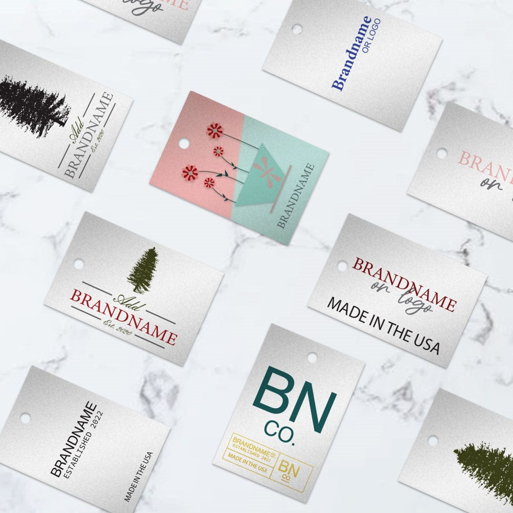 Shimmer Silver Custom Hang Tag Square - 1-1/4" x 1-7/8" (100 pcs)