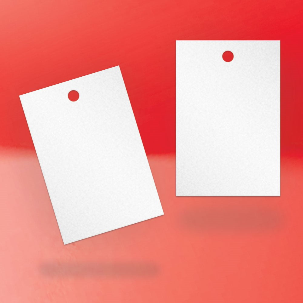 Shimmer White Custom Hang Tag Square - 1-1/4" x 1-7/8" (100 pcs)