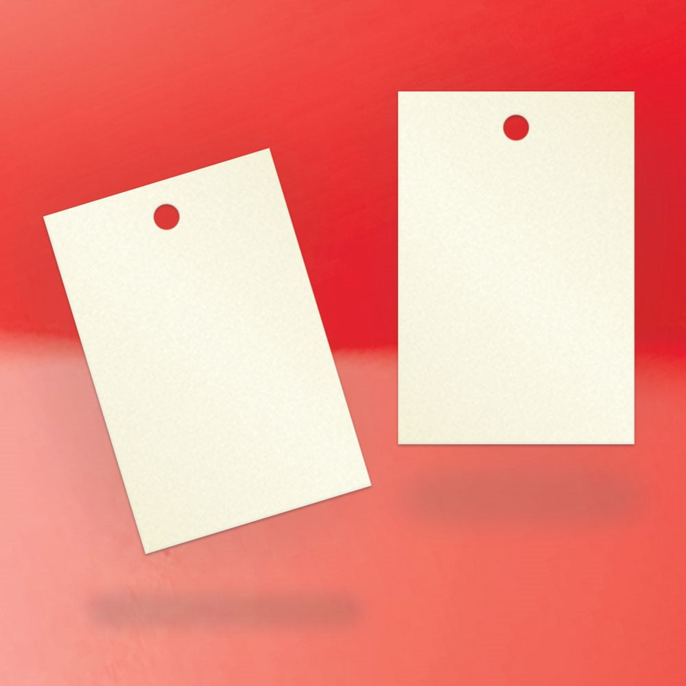 Shimmer White Gold Custom Hang Tag Square - 1-1/4" x 1-7/8" (80 pcs)