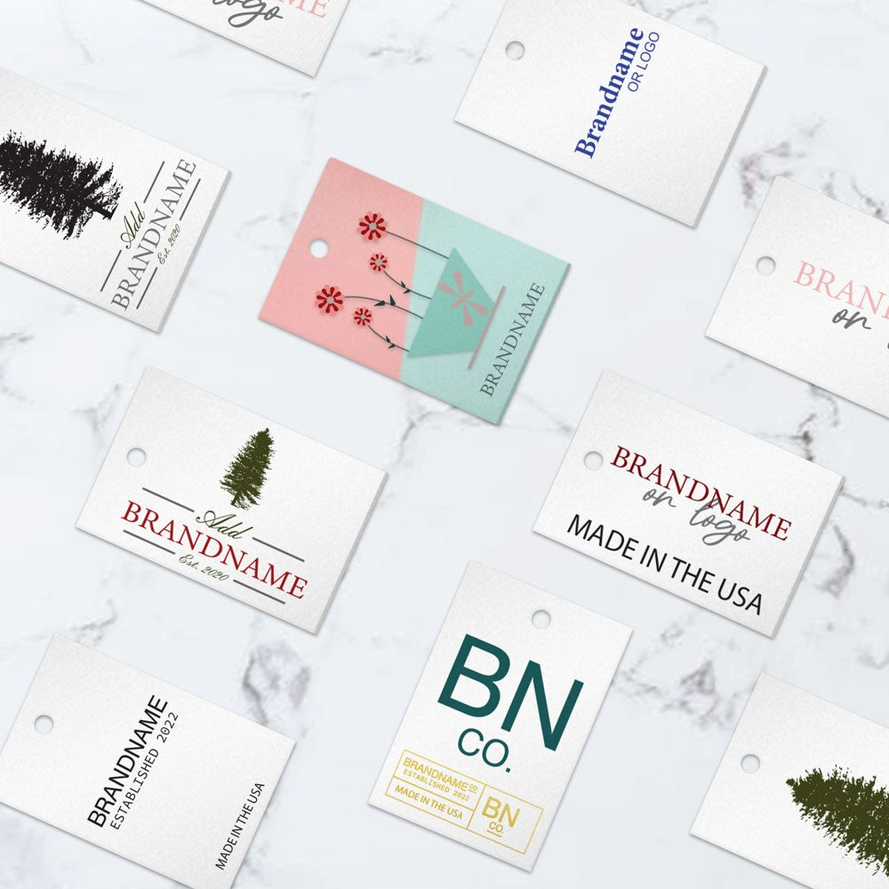 Shimmer White Custom Hang Tag Square - 1-1/4" x 1-7/8" (100 pcs)