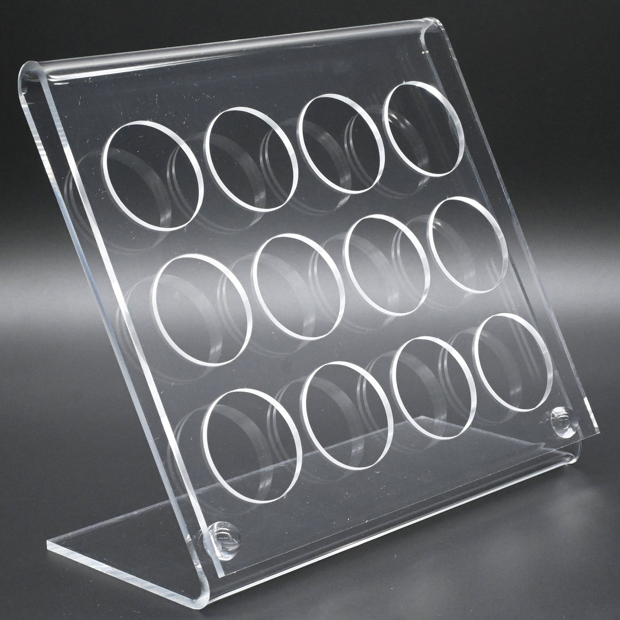 Clear Acrylic 12 Compartment Gemstone Jar Holder - Jars Diameter 1-1/8"