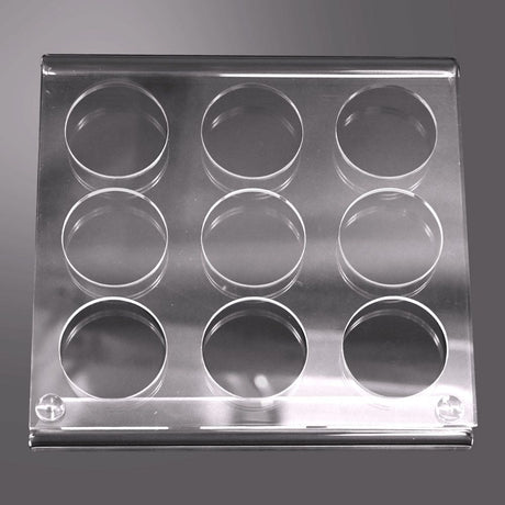 Clear Acrylic 9 Compartment Gemstone Jar Holder Easel - Jars Diameter 1-3/8"