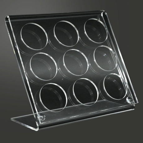 Clear Acrylic 9 Compartment Gemstone Jar Holder Easel - Jars Diameter 1-3/8"