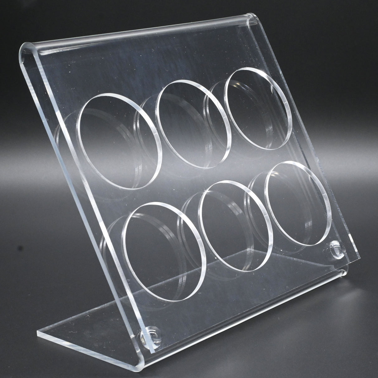 Clear Acrylic 6 Compartment Gemstone Jar Holder Display - Jars Diameter 1-3/4"