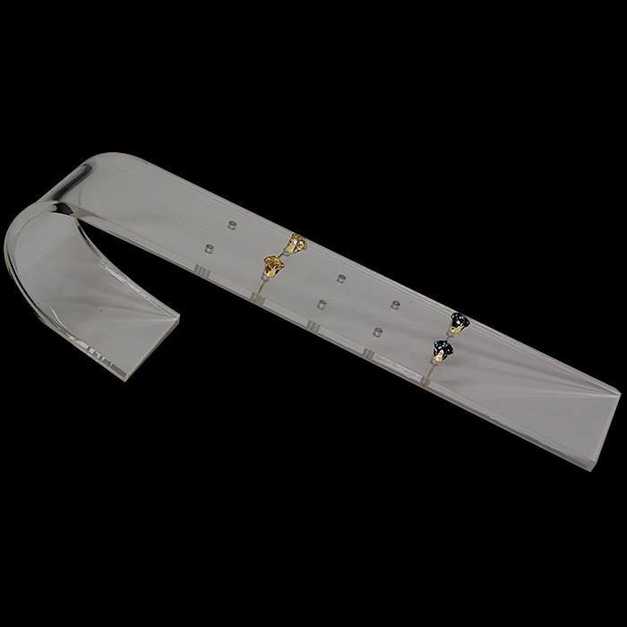 Clear Acrylic Jewelry Earring Display Ramp, Holds 5 Pairs