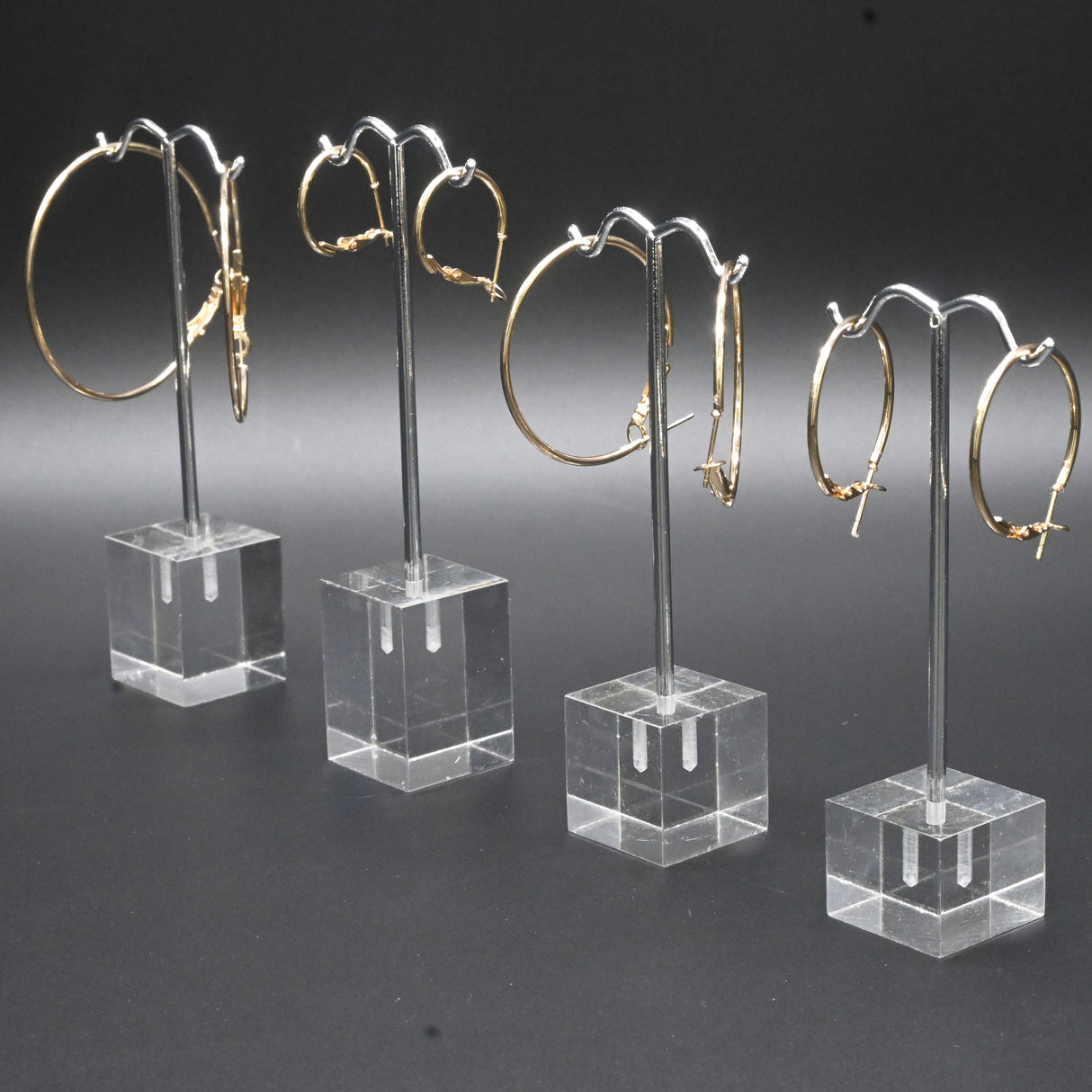 4 Piece Clear Acrylic Jewelry Earring Display Tree Set