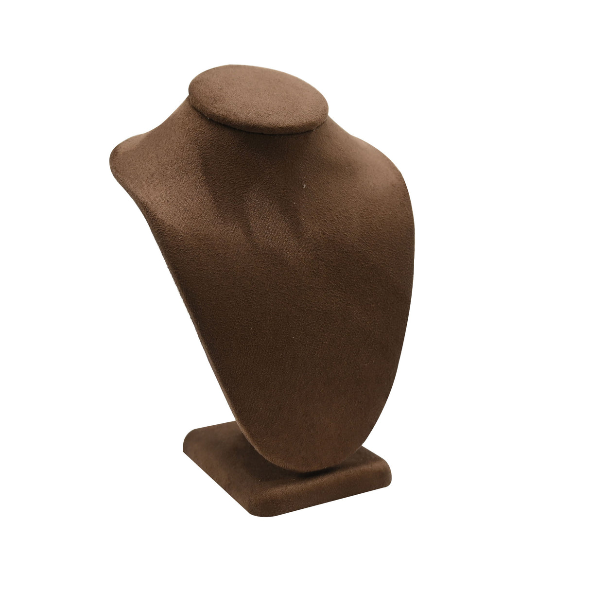 Brown Suede Jewelry Necklace Display Bust - 6-1/4" Tall