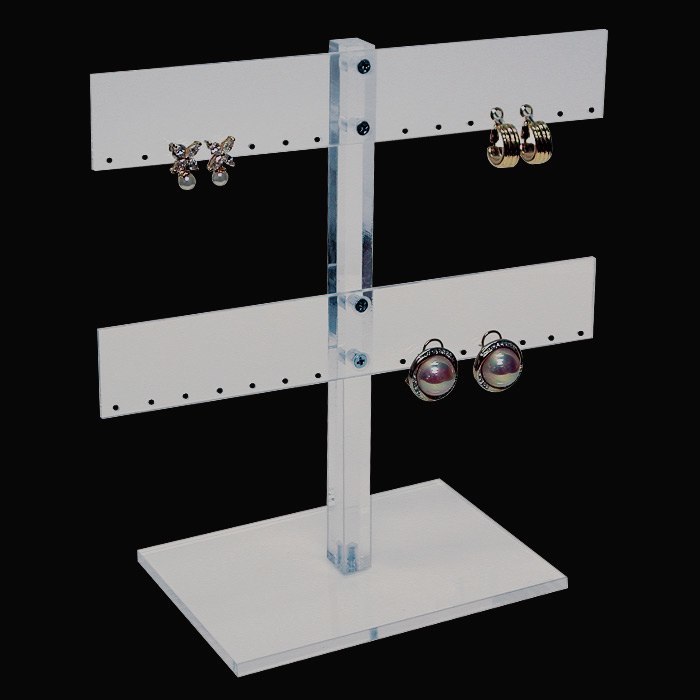 2 Tier Clear Acrylic Jewelry Earring Display Stand, Holds 14 Pairs