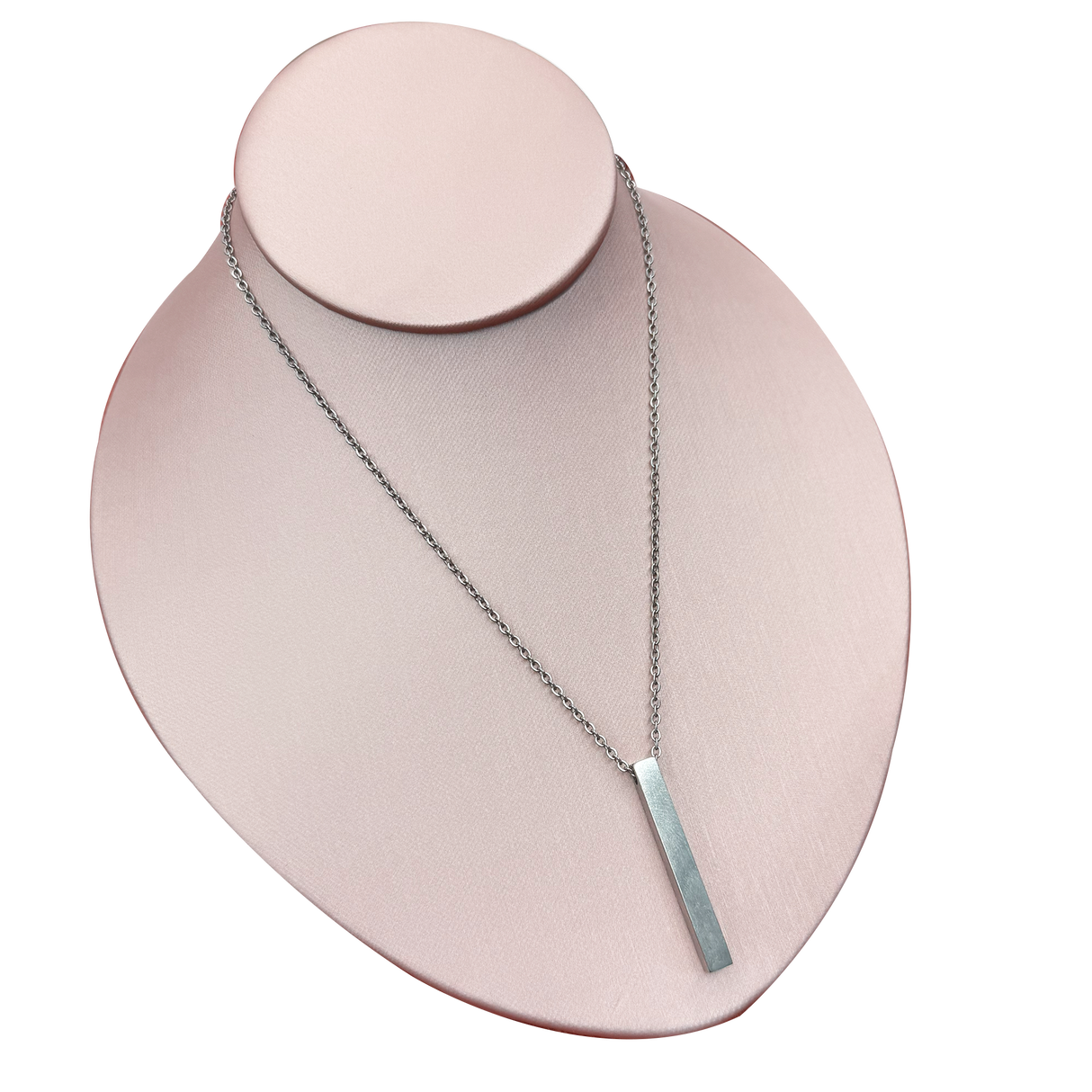 Pink Champagne Leatherette Necklace Display Stand - Low Profile 3.5" Tall