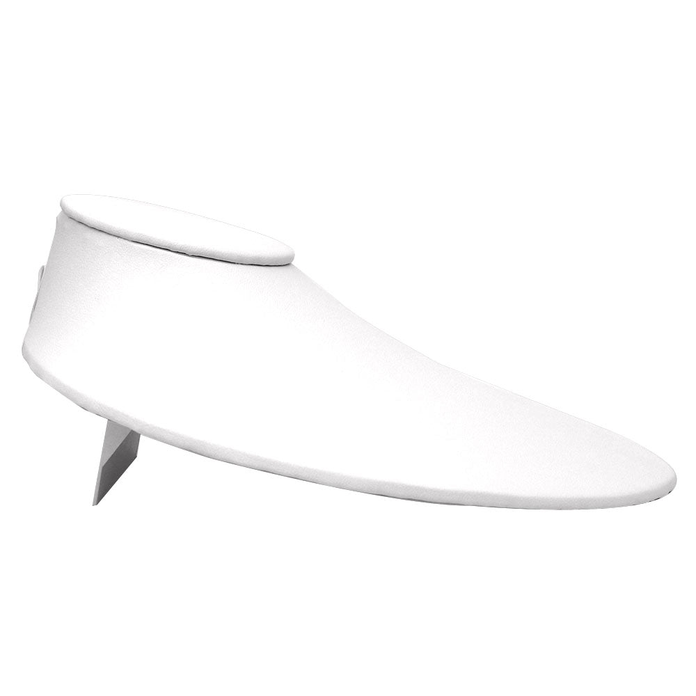 White Leatherette Low Profile Jewelry Necklace Display Bust