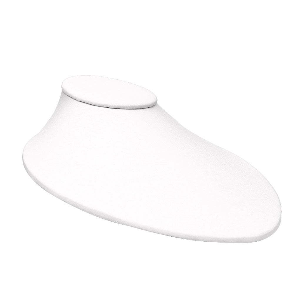 White Leatherette Low Profile Jewelry Necklace Display Bust