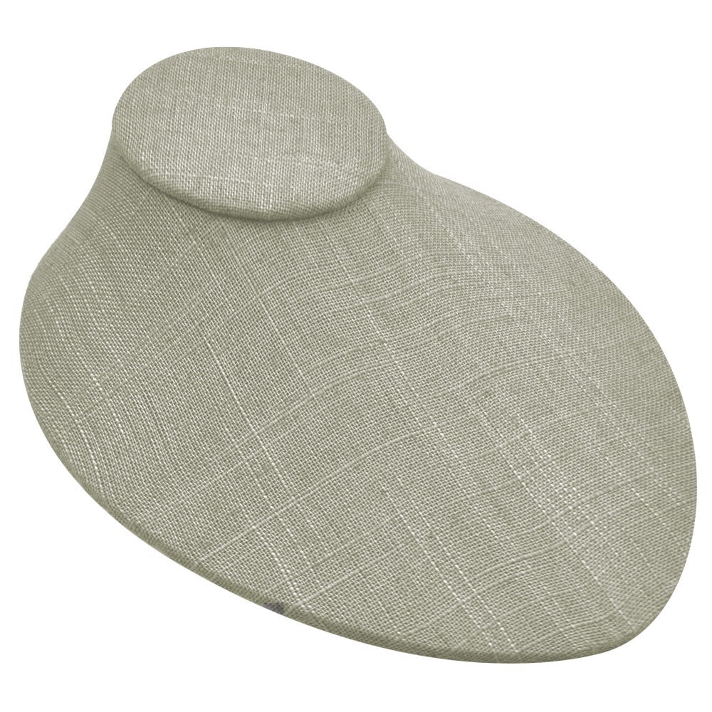 Grey Linen Low Profile Jewelry Necklace Display Bust