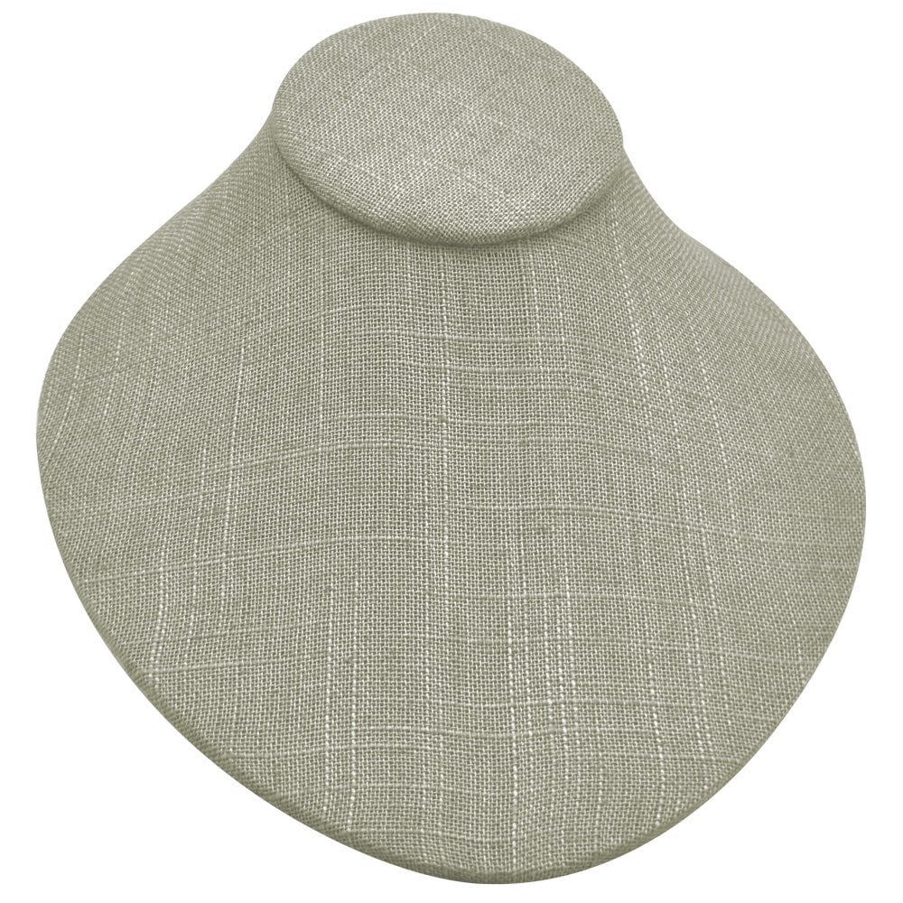 Grey Linen Low Profile Jewelry Necklace Display Bust