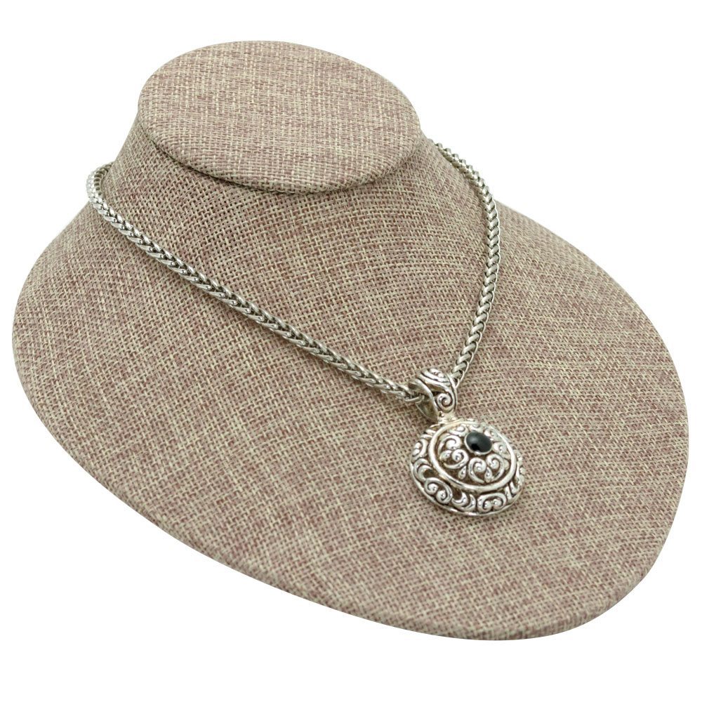 Brown Burlap Low Profile Jewelry Necklace Display Bust
