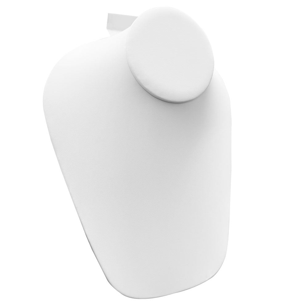 White Leatherette Slat Wall Low Profile Jewelry Necklace Bust