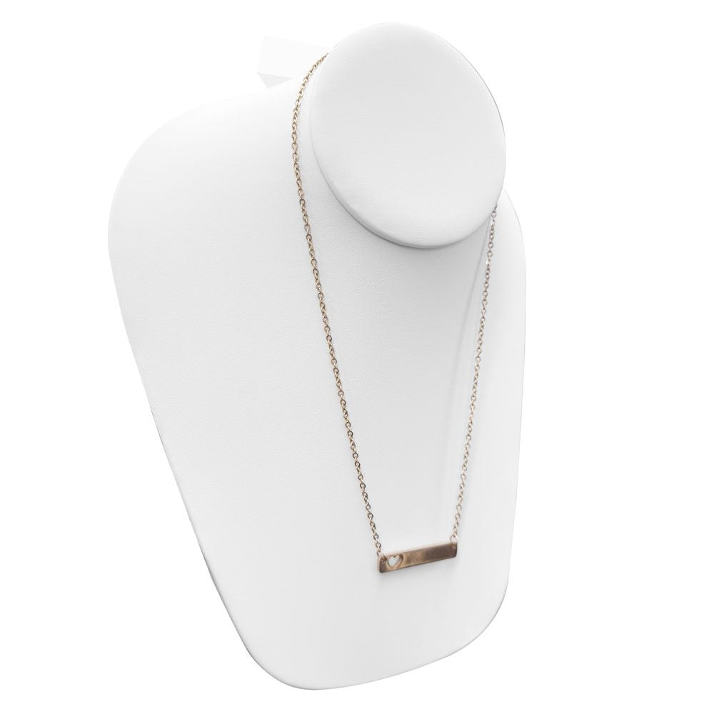 White Leatherette Slat Wall Low Profile Jewelry Necklace Bust