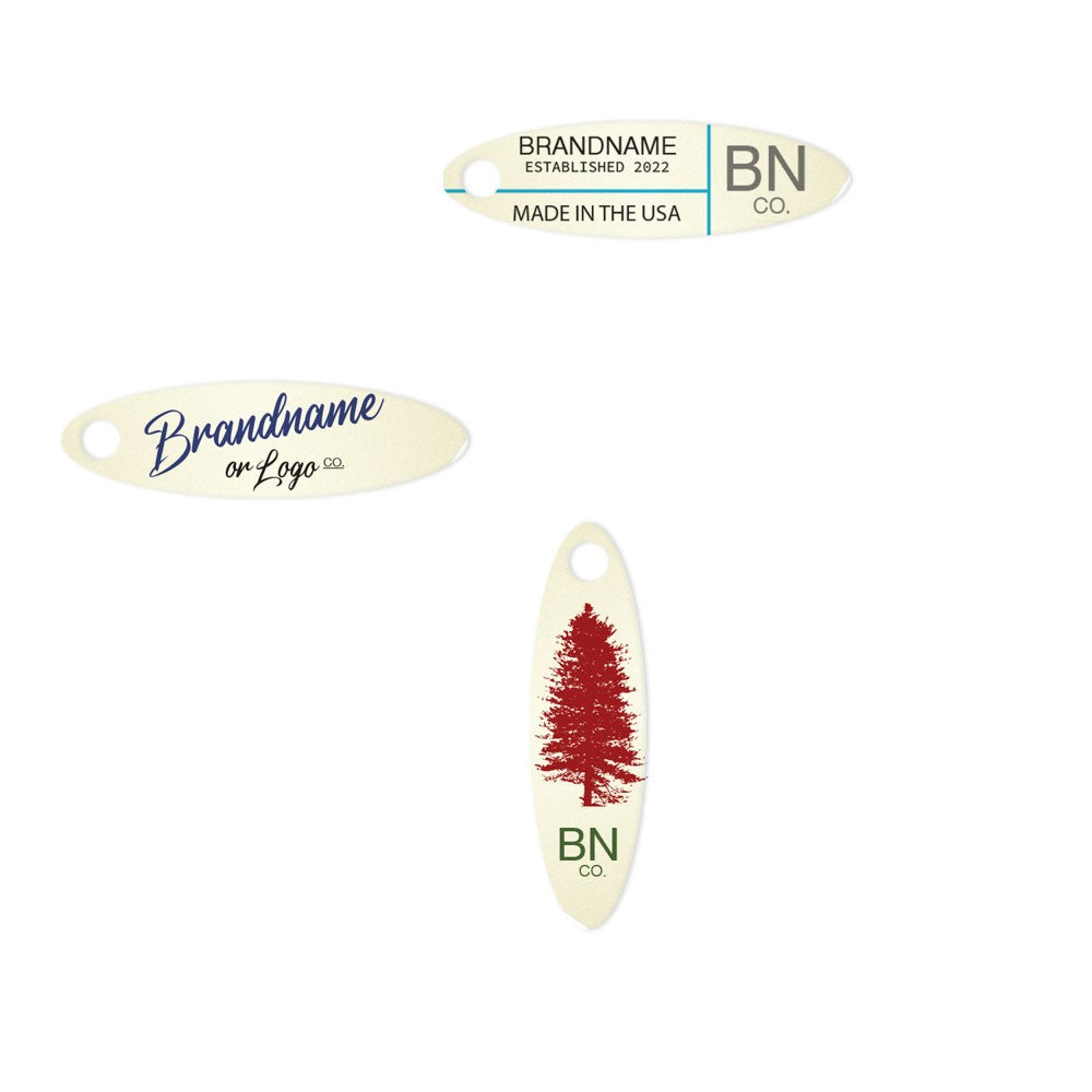 Ivory Custom Hang Tag- Oval - 1-3/4" x 1/2" (200 pcs)