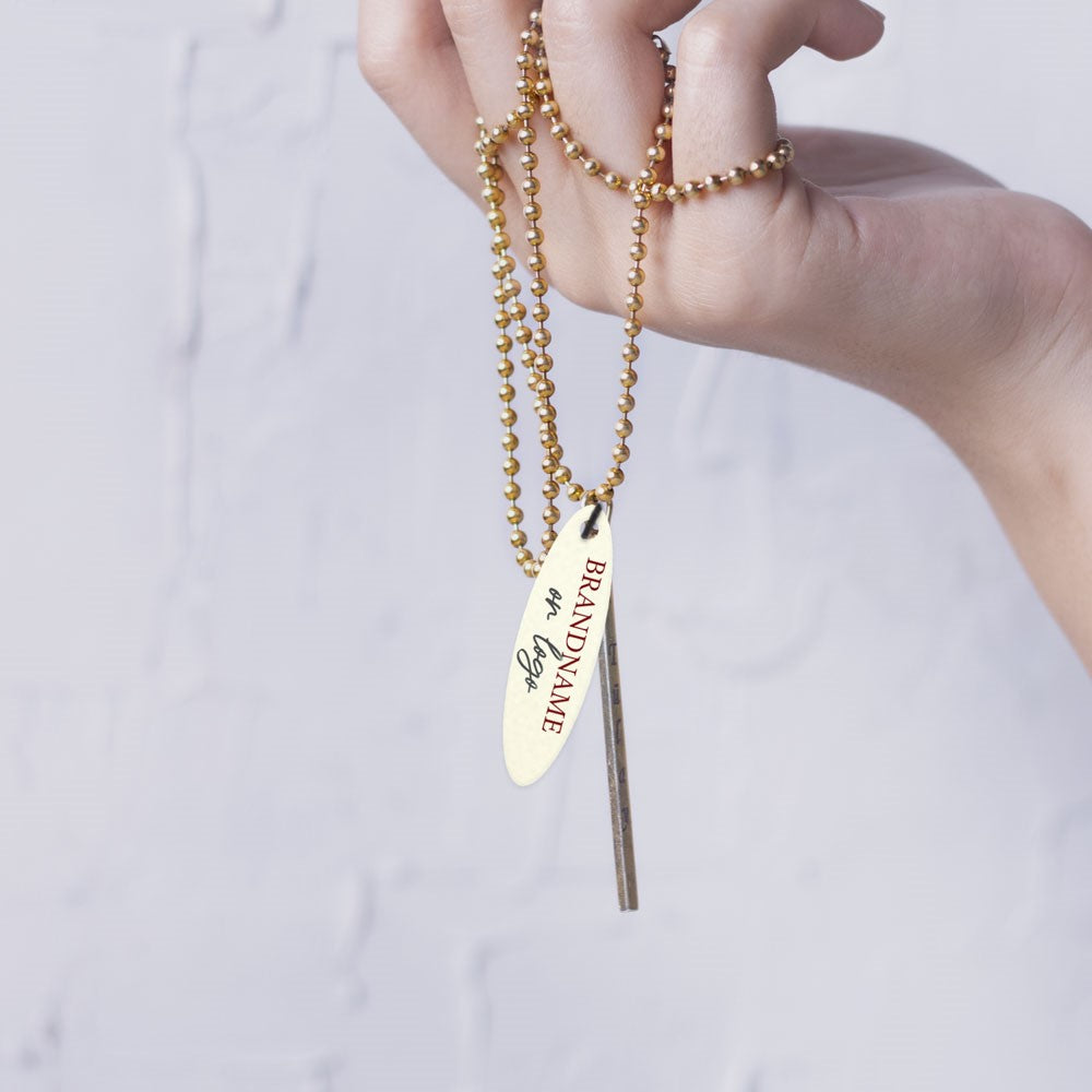 Ivory Custom Hang Tag- Oval - 1-3/4" x 1/2" (200 pcs)